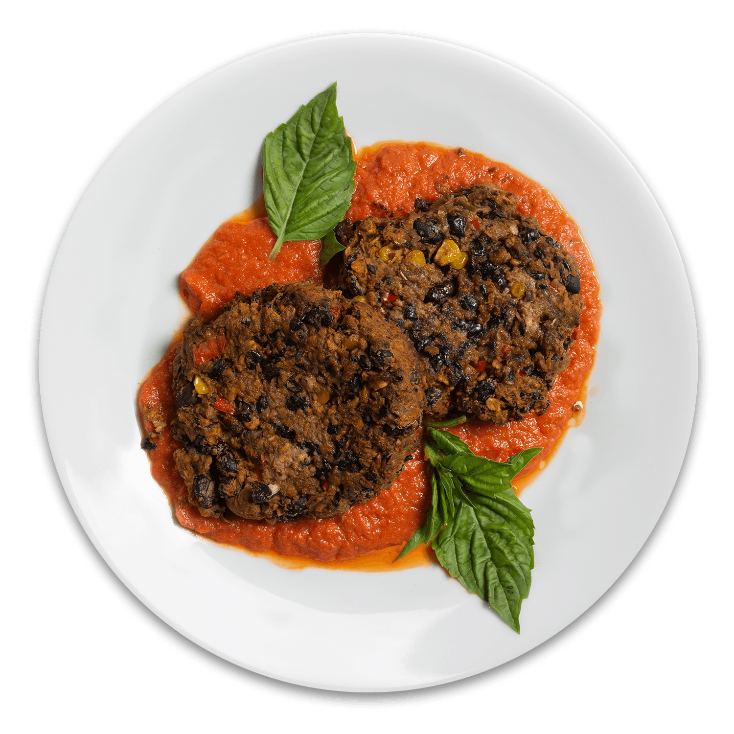 Black Bean Burger with Roasted Red Bell Pepper Sauce