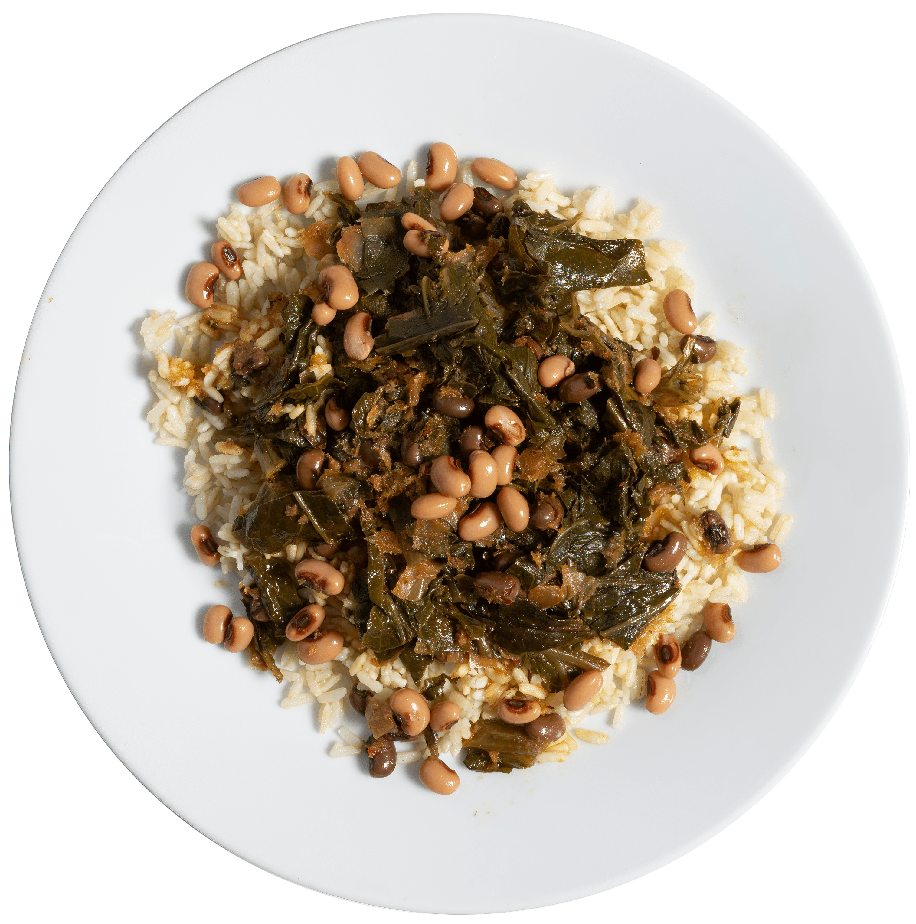 Braised Greens w/ Black-Eyed Peas & Rice