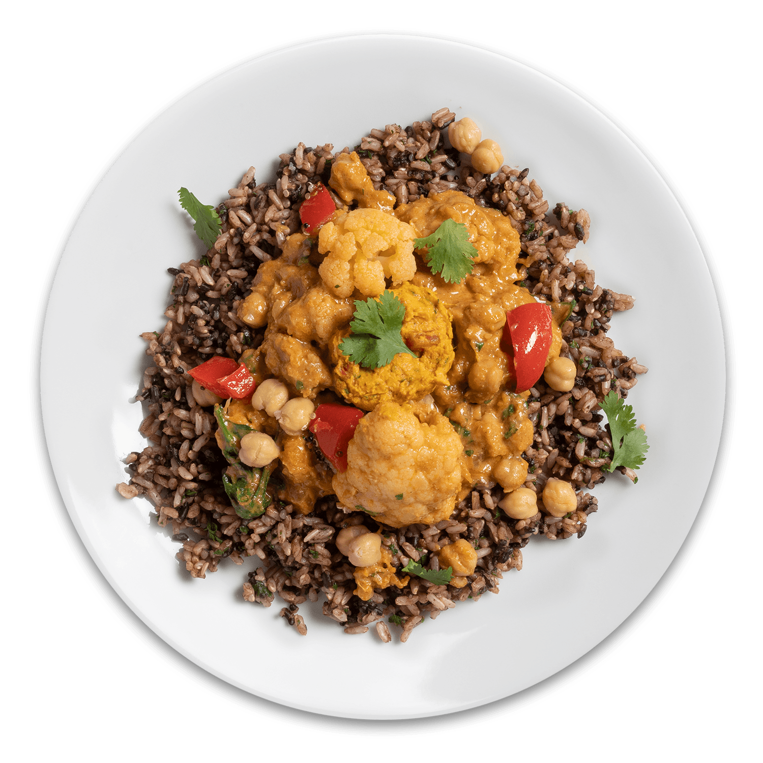 Roasted Butternut Squash & Cauliflower w/ Peanut Satay Sauce Over Forbidden Rice Blend