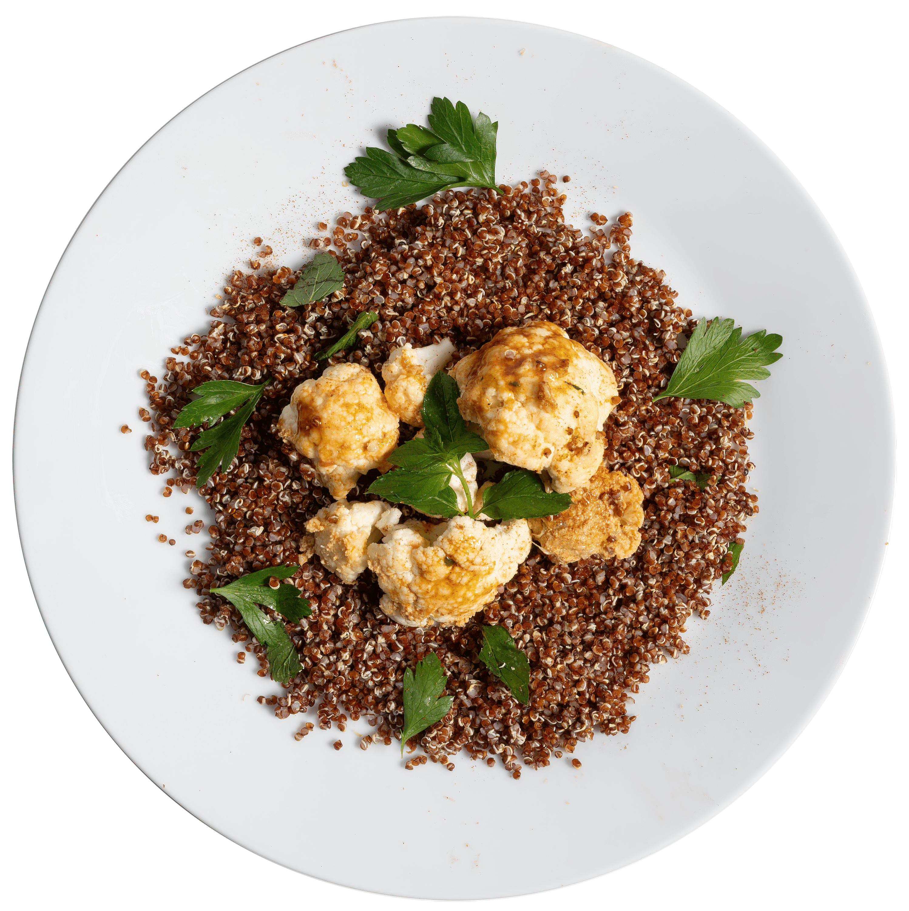 Roasted Tahini Cauliflower w/ Zaatar Quinoa